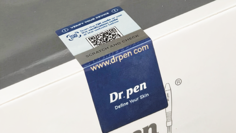 Neue Dr. Pen QR-Code Verpackung mit Sicherheitsetikett